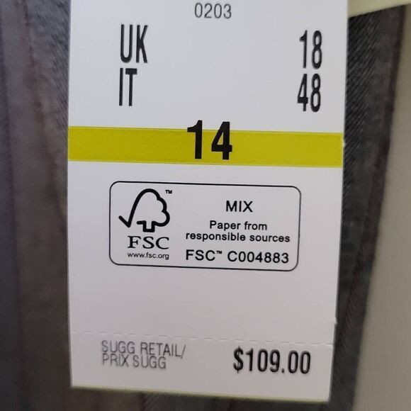 Anne Klein Stretch Career Wide Leg Pants Trousers Grey Pinstripes 14 - Picture 4 of 8